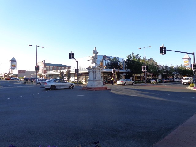 This statue is in the middle of a traffic light controlled crossroads. Vehicles turning right have t...