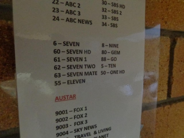 The numbering of the television channels here is a bit confusing.