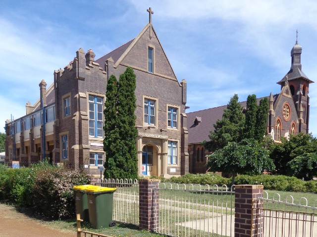 A school and church.