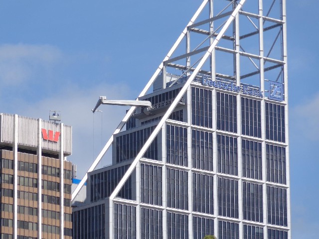 The Deutsche Bank building has a built-in crane for cleaning some of the windows.