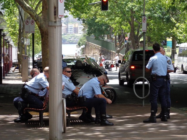 The police taking a well-earned break. Last night seemed to go quite smoothly from where I was. I di...