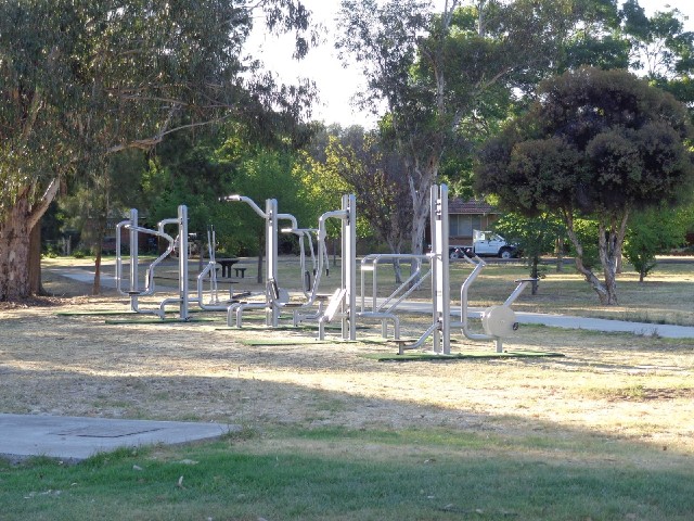 Gym machines in the park.