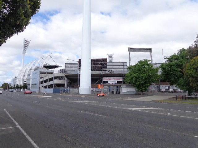 Geeolong's most visible landmark, Kardinia Park, home to the Geelong Cats Aussie Rules team.