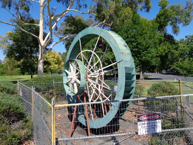 There was nothing to explain why this waterwheel was in the park.