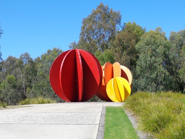 These are by the side of the road to welcome motorists to Victoria. To me, they look like fruit but ...