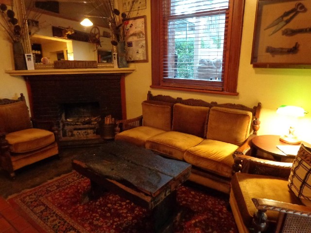 This cosy little space has posters and paintings of sheep and shearing, and some real shearing imple...