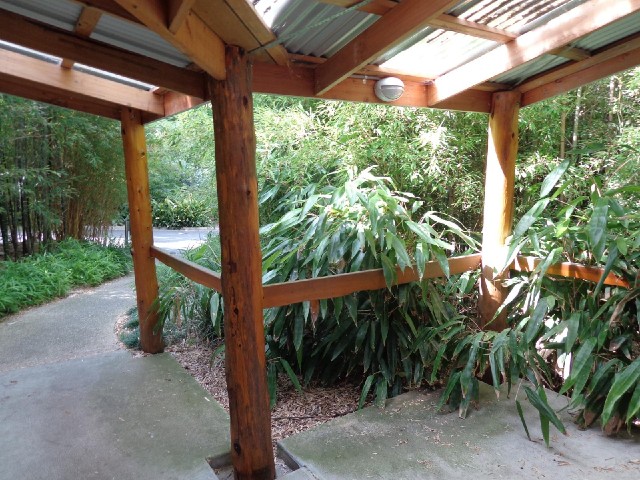 The view from one of the toilets in the botanic gardens. This building is set among the bamboo and h...