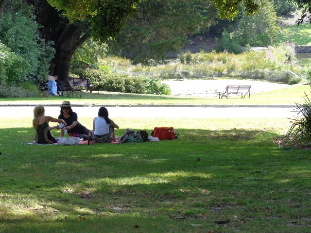 People having a picnic.