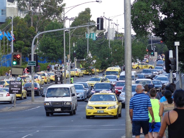 Taxis outside the Australian Open.