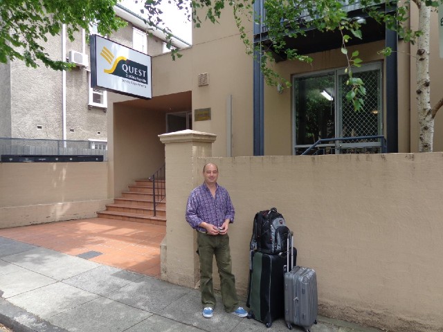 Ian with all his belongings outside the apartment where he will be staying for the next month. I had...