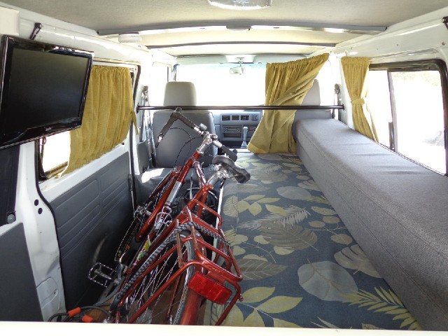 The inside of the van. I did pay $10 for a set of sheets and a sleeping bag so if I'm feeling ambiti...