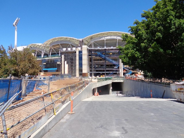 A stadium under construction.