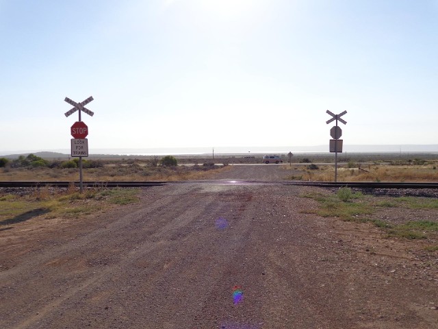 The railway, my van and Spencer Gulf in the distance.