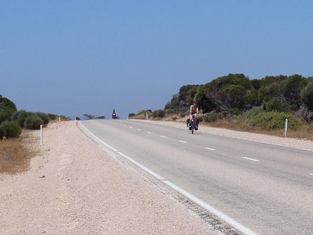 Two cyclists. Over the two days which I would spend on the Eyre Highway, I would see one solo rider ...