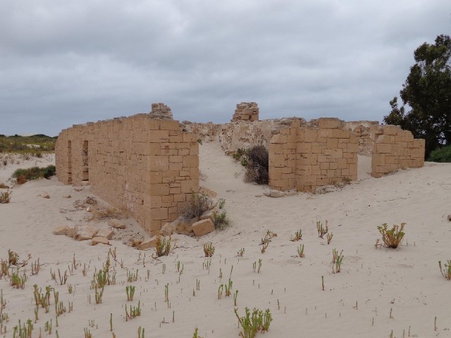 The old telegraph station, operational until the 1950s but now almost buried in the sand.