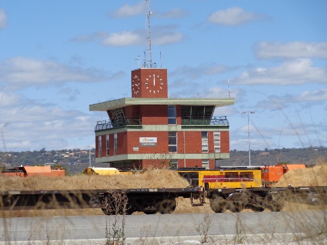I'm back on the bike now. This is the control tower for a railway marshalling yard.