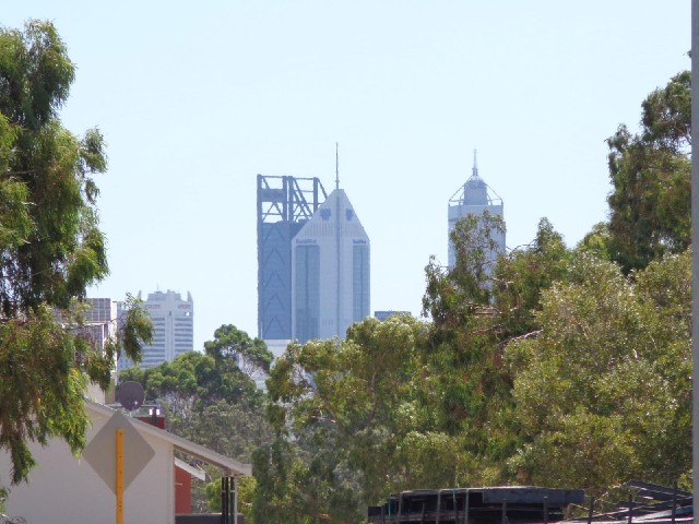 Perth city centre, in the distance.
