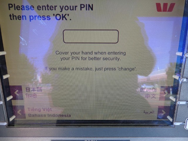 This cash machine has an interesting choice of languages.