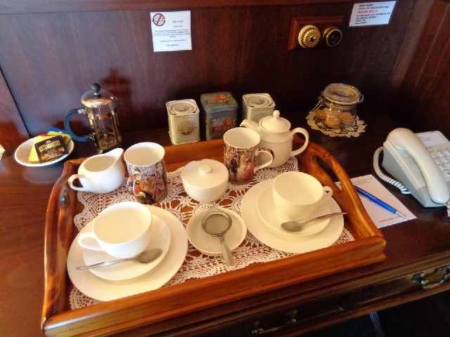 This tea service looks as comprehensive as the one I had in that other grand room in Springwood. Thi...