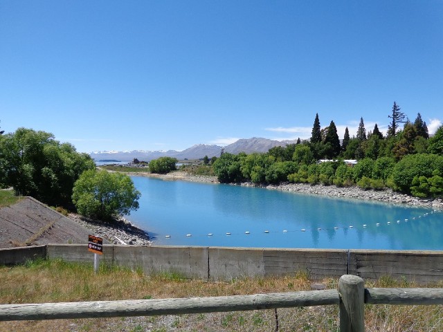 The amazing blue water from Lake Tekapo flows 26 km through this canal and then down into a hydroele...