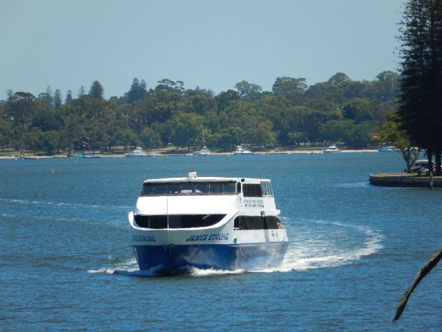 A ferry arriving from Fremantle.