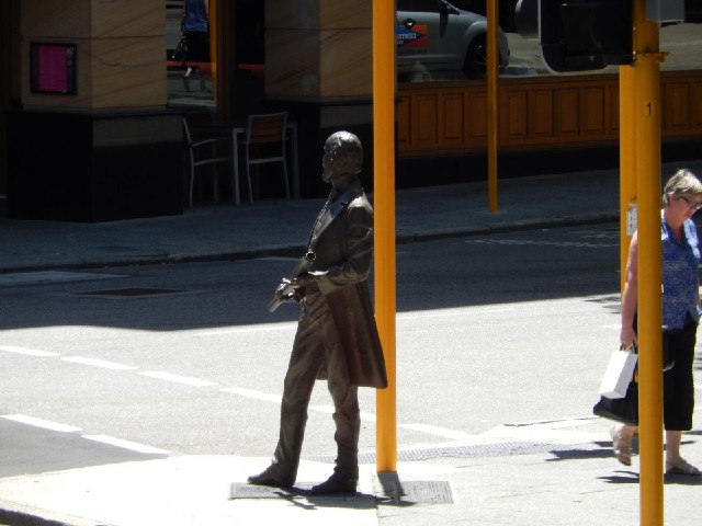 A statue of John Septimus Roe, the Surveyor-General of Western Australia, who is responsible for the...