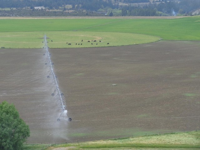 An interesting irrigation arrangement. It looks like the irrigator can at times complete a full circ...