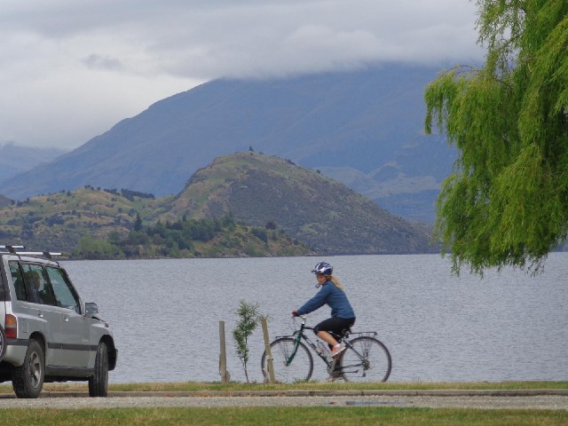 I saw several people on bikes in Wanaka, and several bike racks. I didn't expect that because it's a...