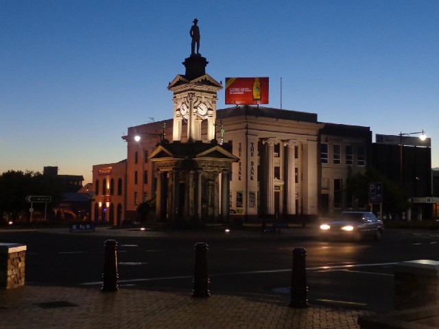 Invercargill, 9:52 pm, although the two faces of that clock show different times.