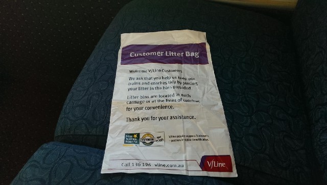 These trains provide bags for rubbish.