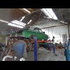 An old car being renovated.
