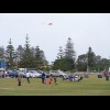 Flying a kite.