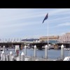 The Pyrmont Bridge opening to let a boat with a mast through.