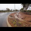 Water flowing off the road.