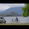 I saw several people on bikes in Wanaka, and several bike racks. I didn't expect that because it's a...