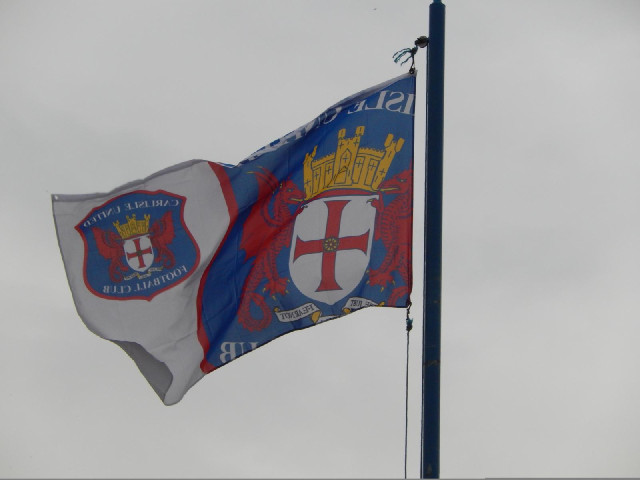 The club's flag, seen from the back.