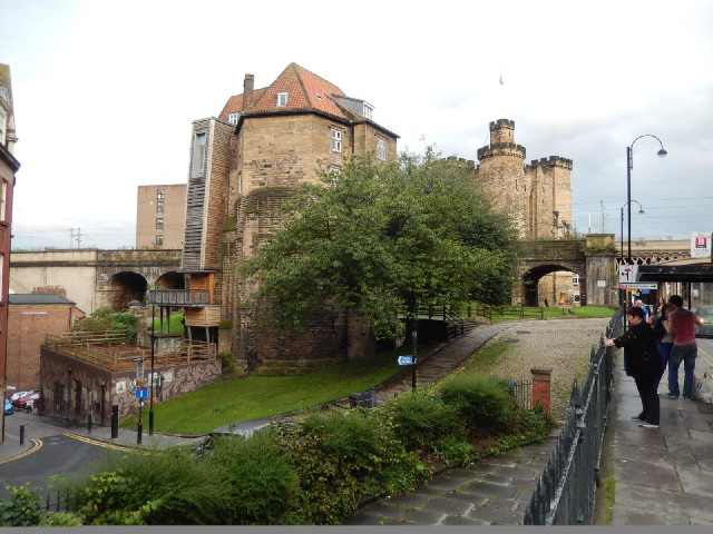 The building in the foreground is an extension to the castle, called the Black Gate.