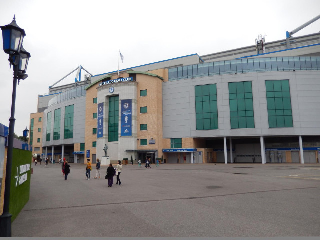 Chelsea's ground, Stamford Bridge. First game 1877. Capacity 41798. Record attendance 82905, the hig...