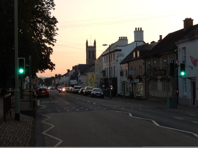 Honiton in the dusk.