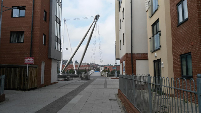 The whole footbridge is suspended from one point but unusually, the crane which holds that point up ...