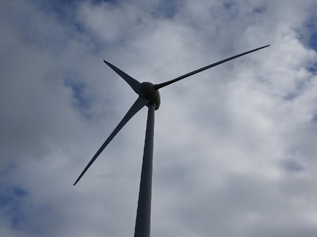 A turbine confirming which way the wind is blowing.