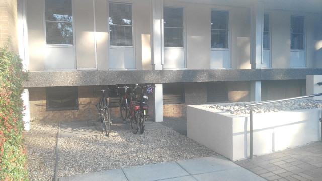 This hotel has bike parking which is partially under cover. That might become useful because it look...