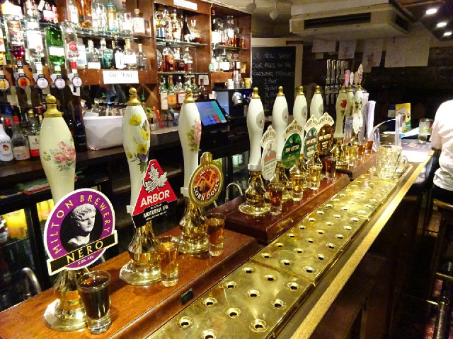 I've never seen a pub before which has a sample of each beer on display in front of the pump. Some o...