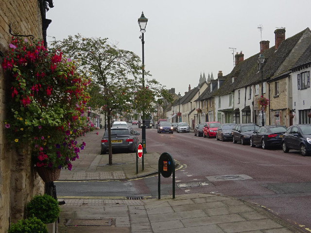 Cricklade. The little "no entry" signs on either side of the side road are lit up from ins...