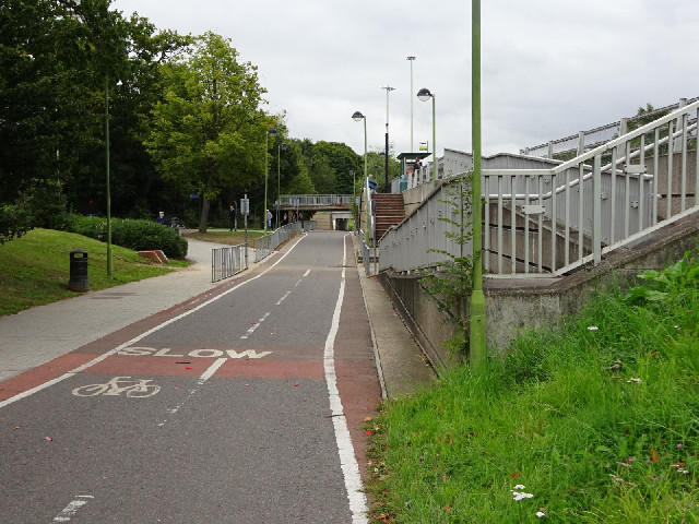 Central Stevenage has a comprehensive network of cycle lanes alongside the roads. Each one has a sig...