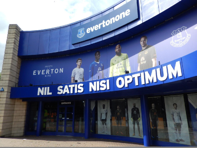 The Everton club shop, looking like a branch of Carphone Warehouse.