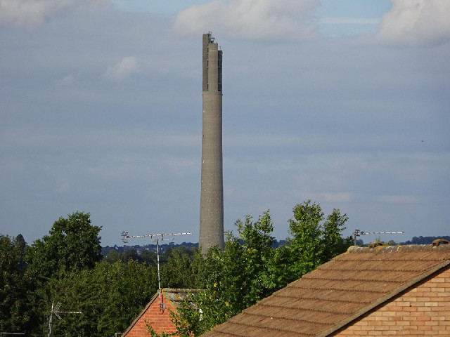 The tower, one of only two elevator testing towers in Europe. It was used from 1982 to 1997.