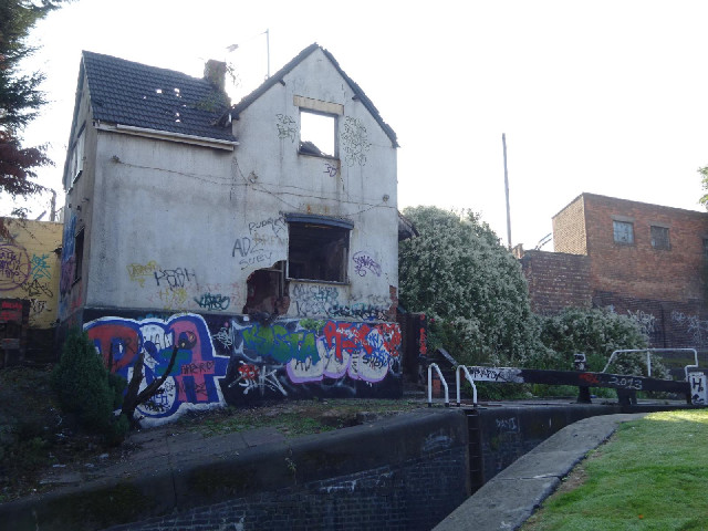 A ruined building by the canal.