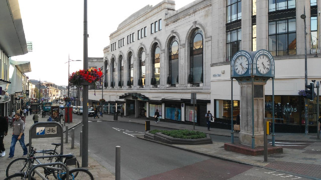 The building across the road is the Beatties department store.