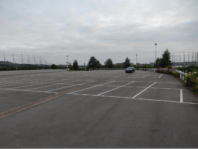 The car park, like the one in Barnsley, has just one car in it.
